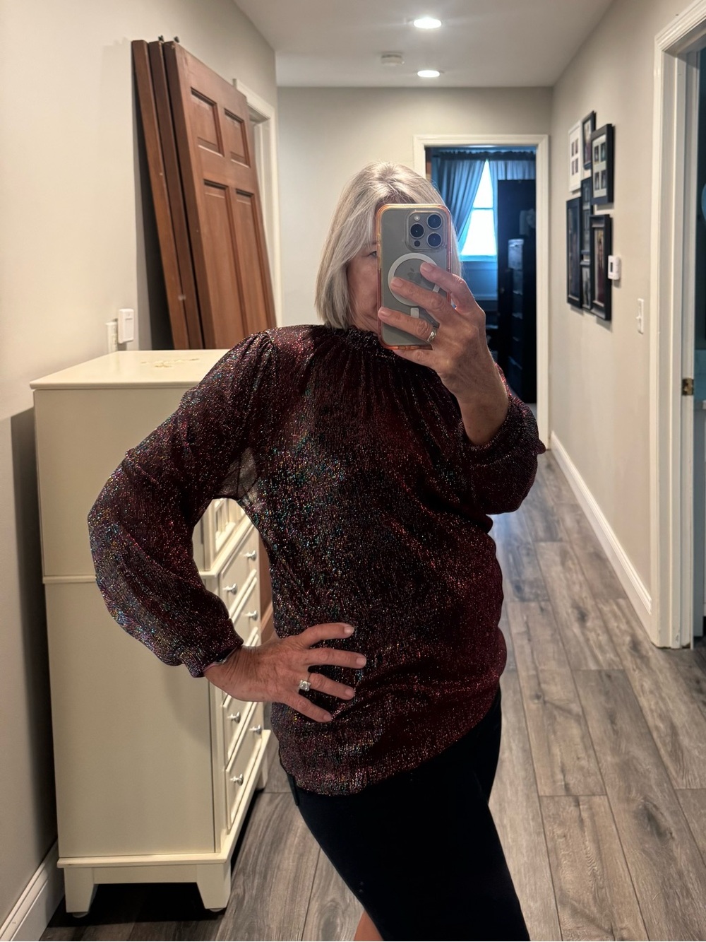 Sheer shimmery Nally and Millie top